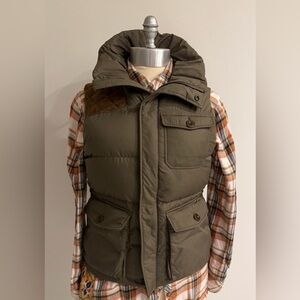 RALPH LAUREN Rugby Olive Green Suede Down Zip Puffer Vest - Size Medium